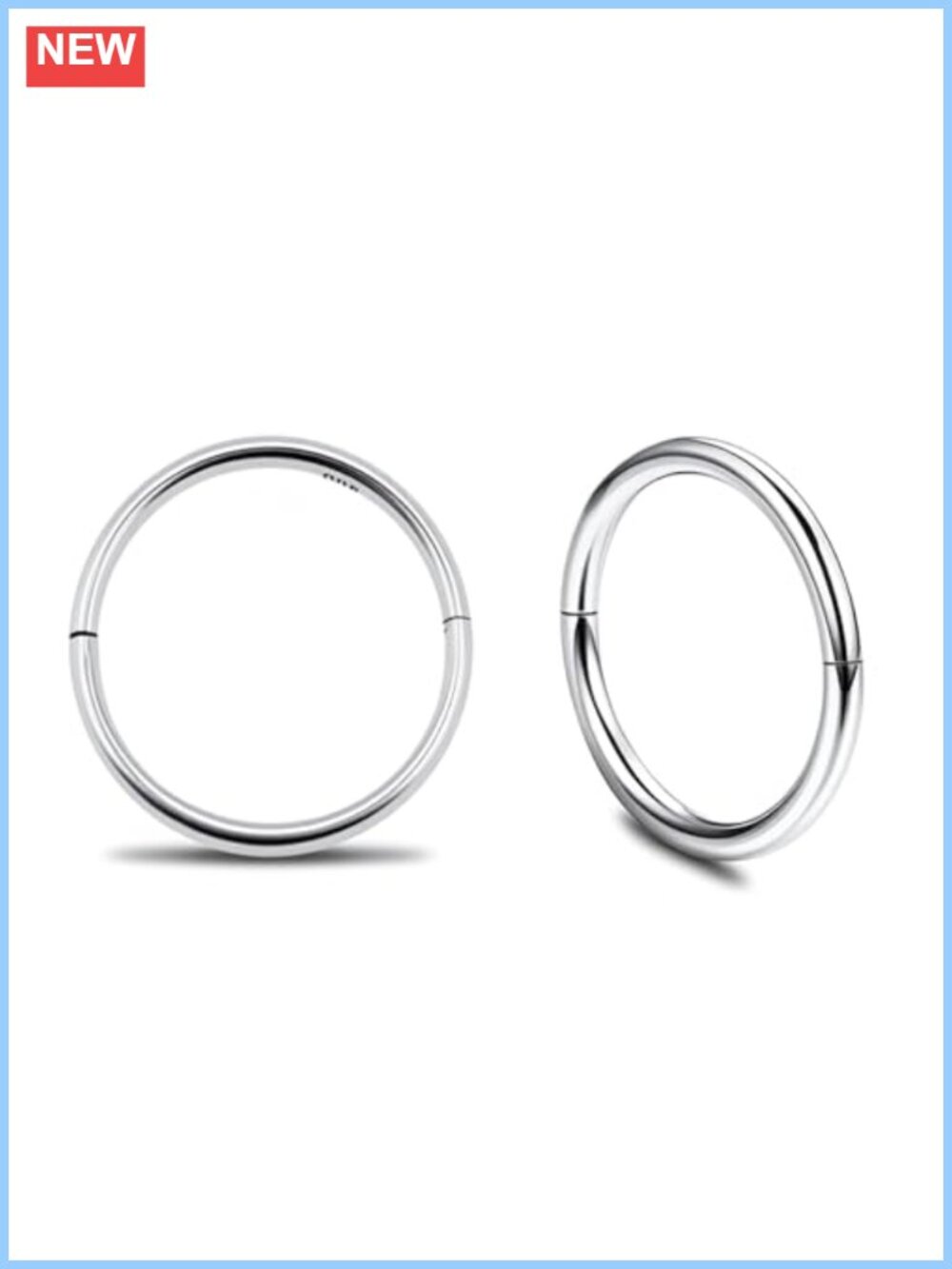 925 Sterling Silver Seamless Sleeper Hoop Clicker Earrings Hypoallergenic 18G